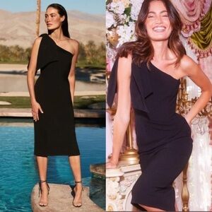 Dress The Population Tiffany One Shoulder Sheath Dress in Black XS NWT